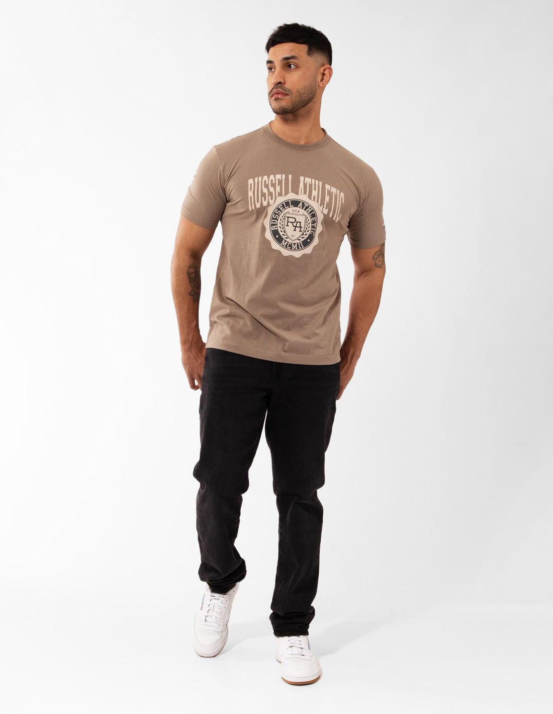 Russell Athletic Big Seal Men T Shirts Beige | QEXUP-6450