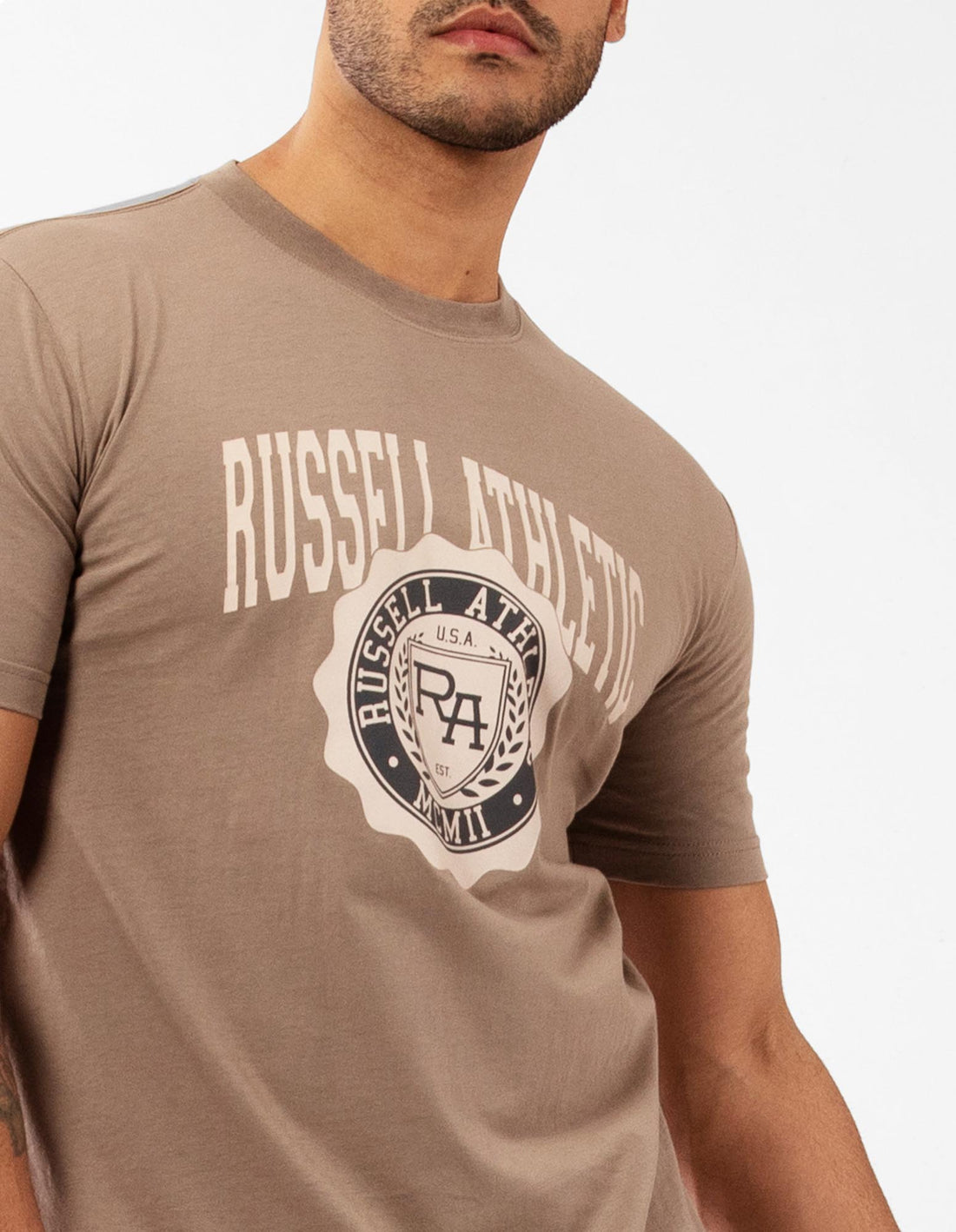 Russell Athletic Big Seal Men T Shirts Beige | QEXUP-6450