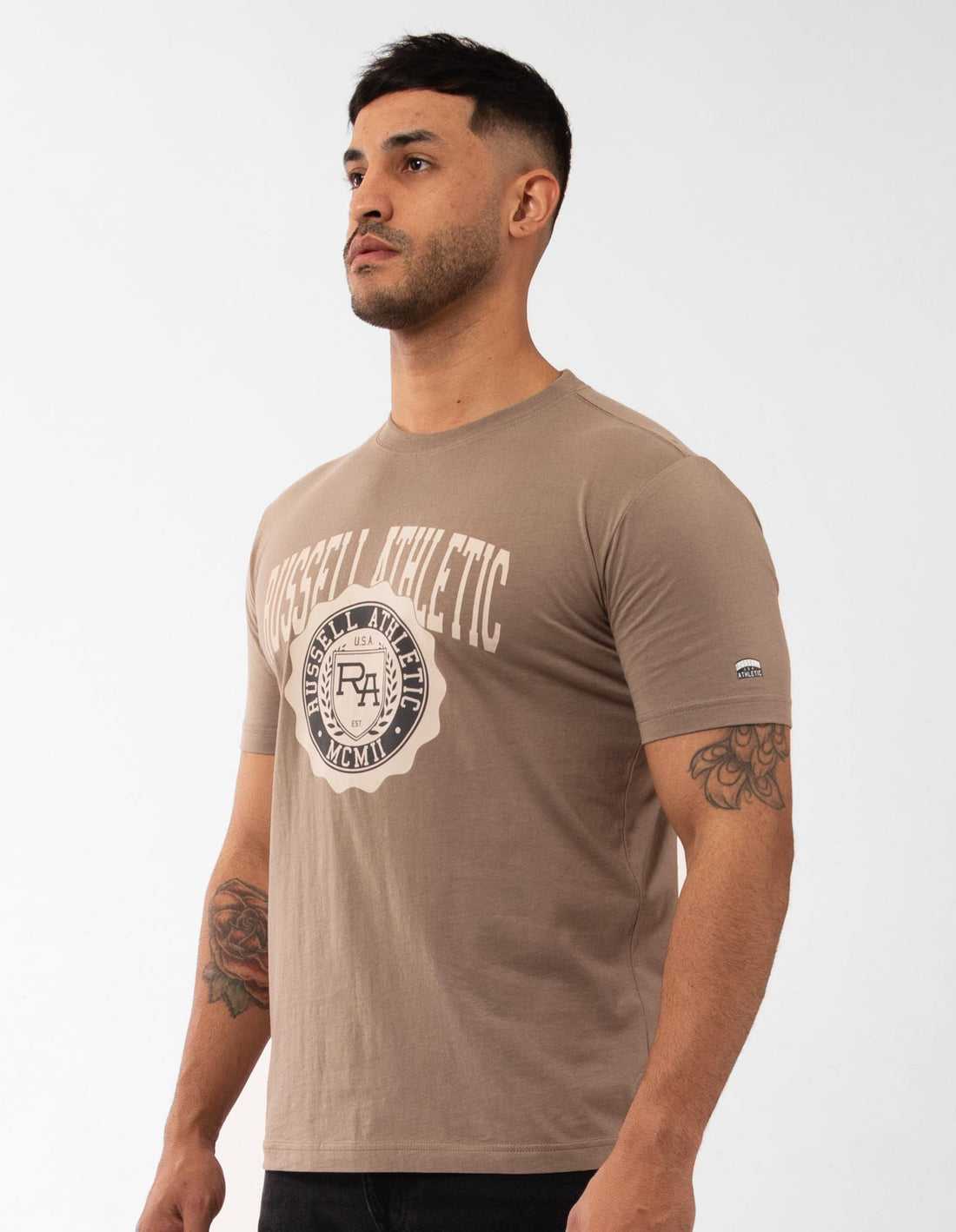 Russell Athletic Big Seal Men T Shirts Beige | QEXUP-6450