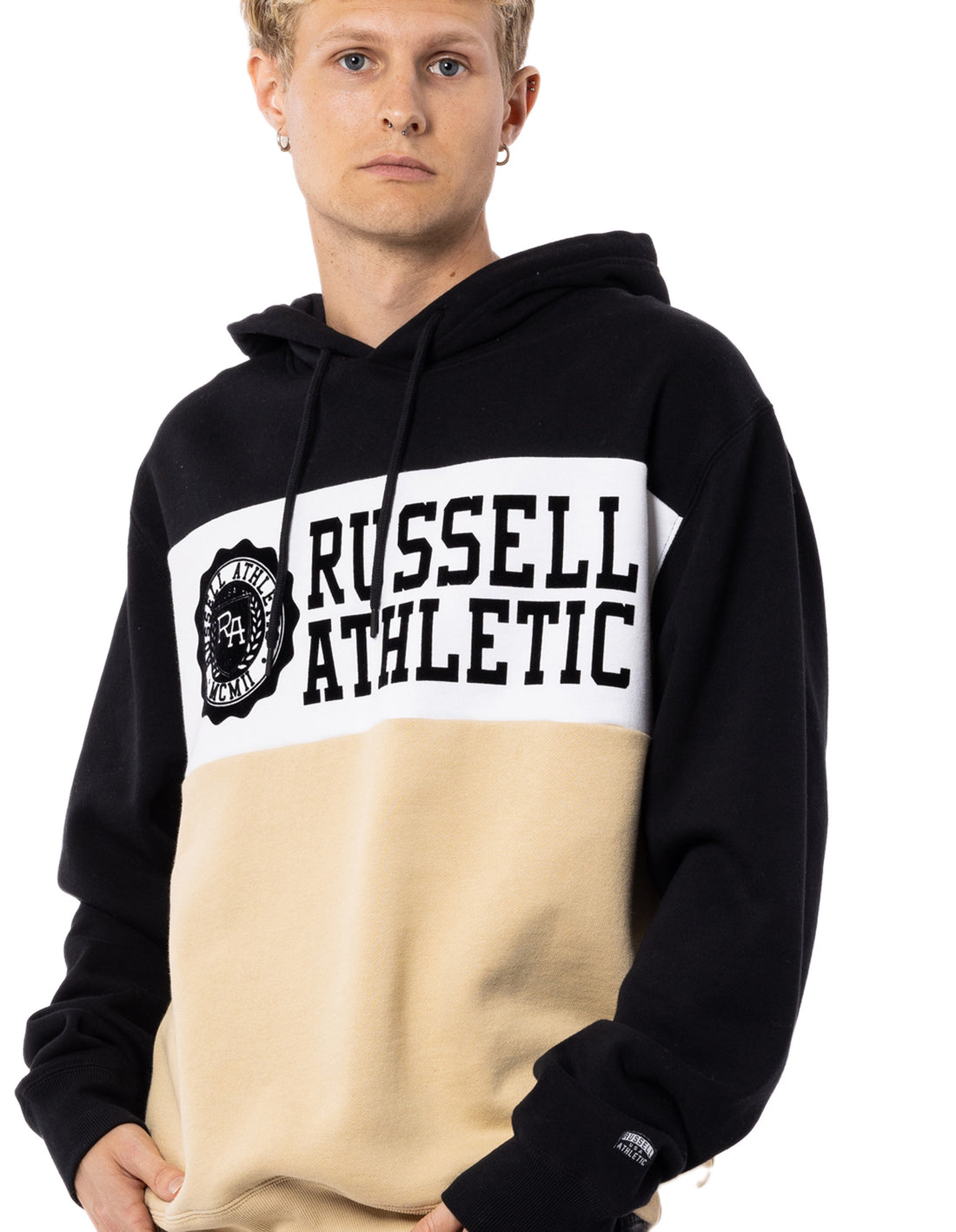 Russell Athletic Carter Men Hoodie Beige / Black | SFIUJ-3579