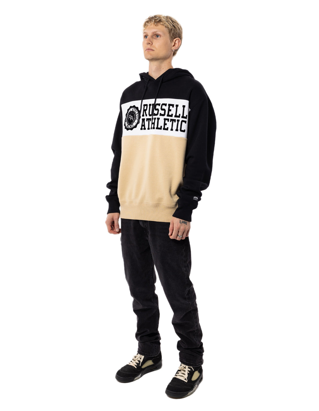 Russell Athletic Carter Men Hoodie Beige / Black | SFIUJ-3579