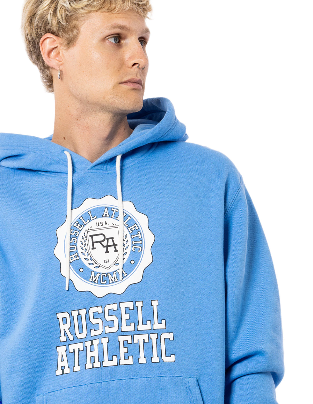 Russell Athletic Collegiate Men Hoodie Blue | OLQUY-4837