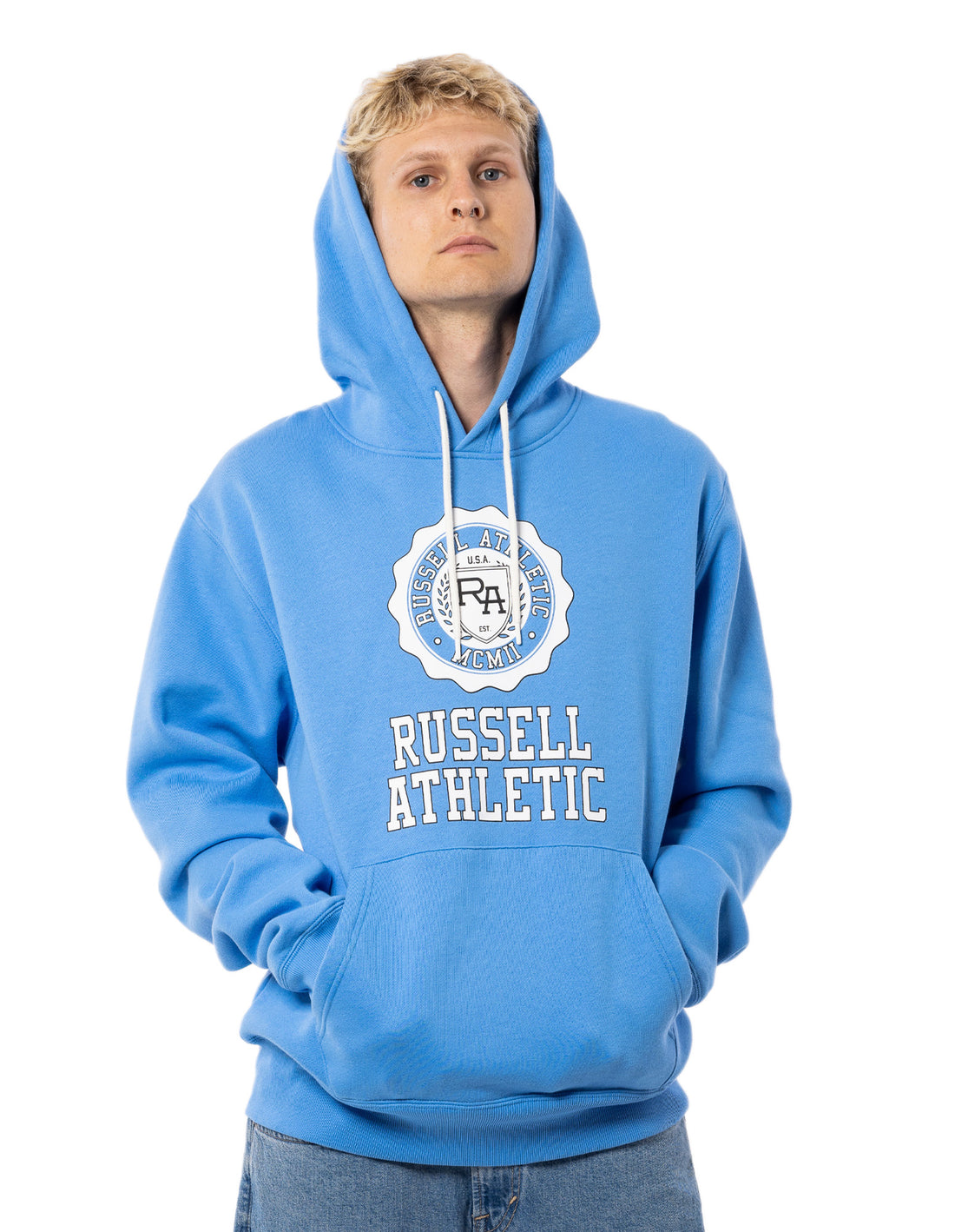 Russell Athletic Collegiate Men Hoodie Blue | OLQUY-4837