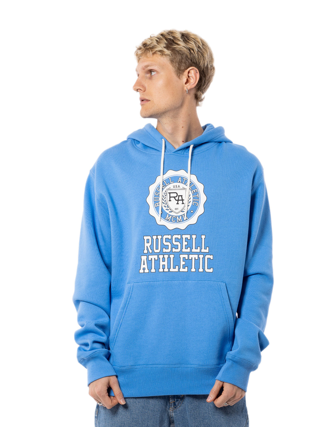 Russell Athletic Collegiate Men Hoodie Blue | OLQUY-4837