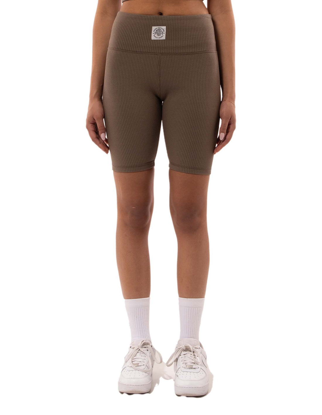 Russell Athletic Deja Vu Ribbed Bike Women Shorts Beige | GFQHN-9013