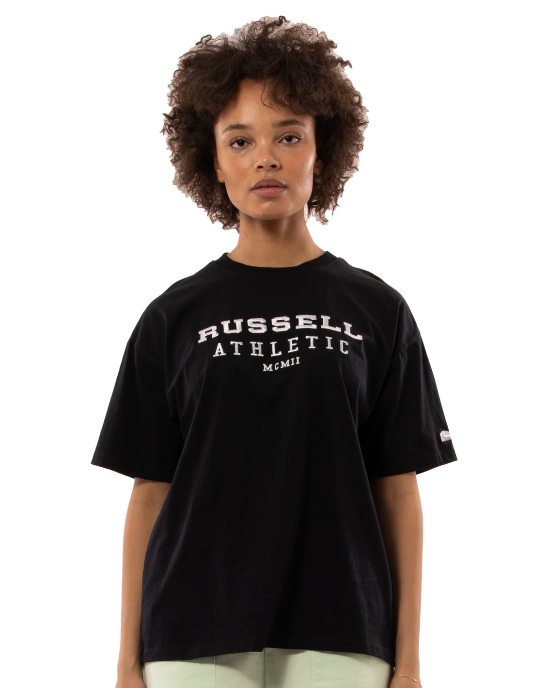 Russell Athletic Elements Oversize Women T Shirts Black | FTBIU-2469