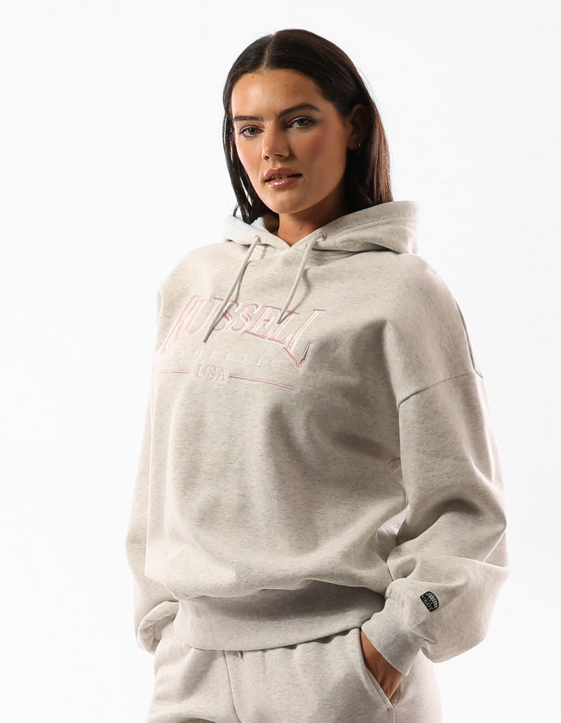 Russell Athletic Houston Oversized Women Hoodie Beige | PRFGT-9384