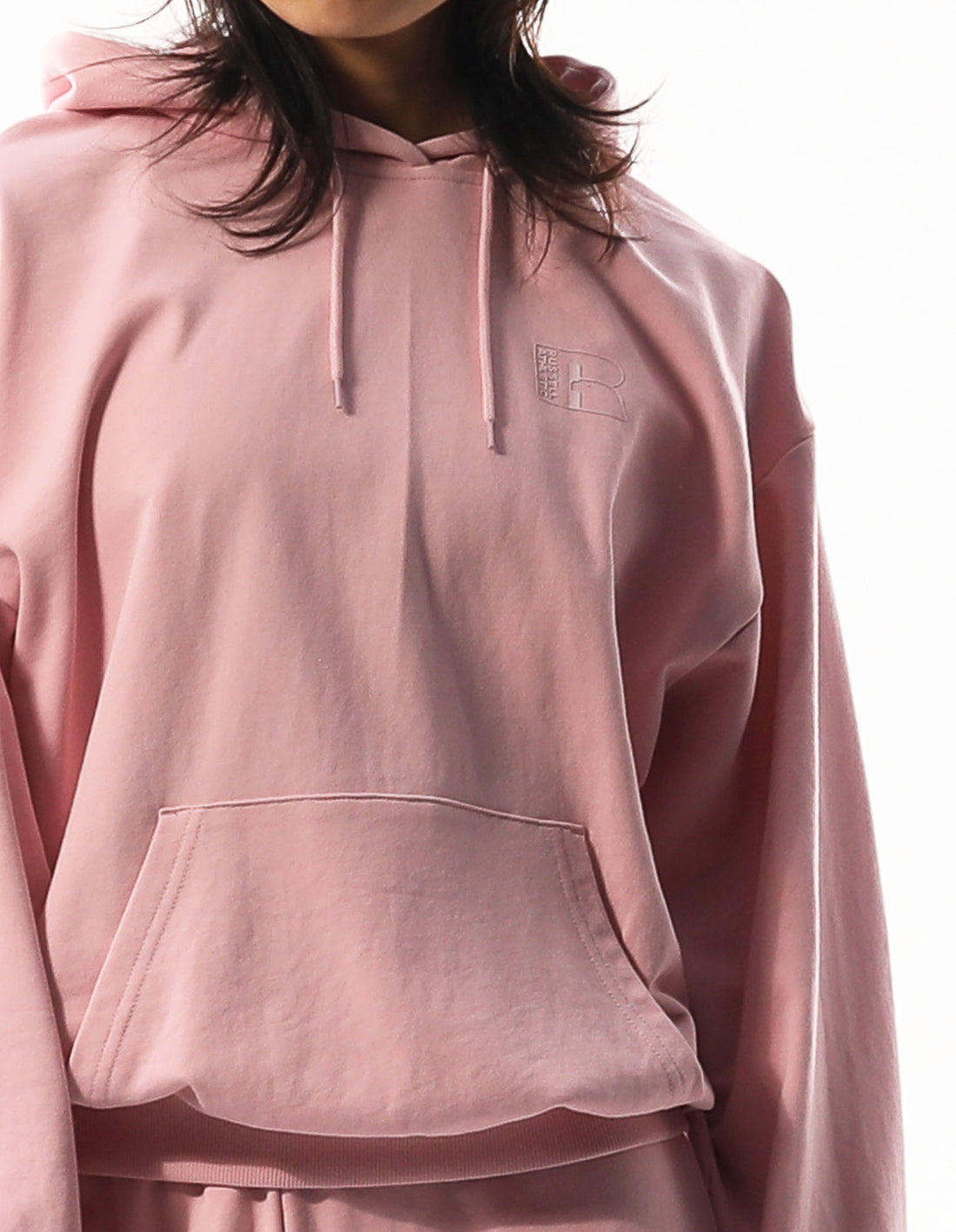 Russell Athletic Inlay Logo Unbrushed Women Hoodie Rose Pink | KVPLH-8120