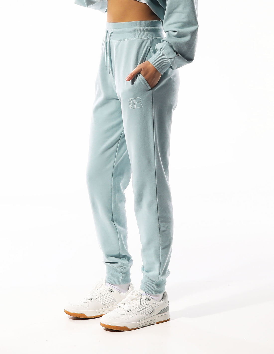 Russell Athletic Inlay Logo Unbrushed Women Track pants Turquoise | JNWGZ-6049