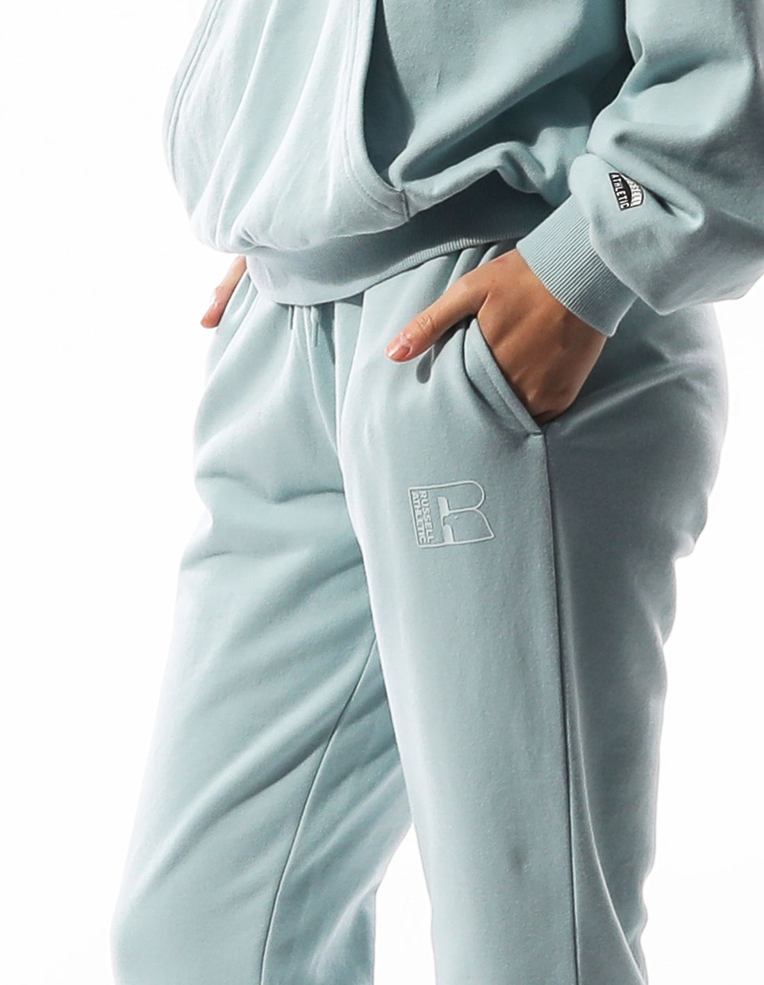 Russell Athletic Inlay Logo Unbrushed Women Track pants Turquoise | JNWGZ-6049