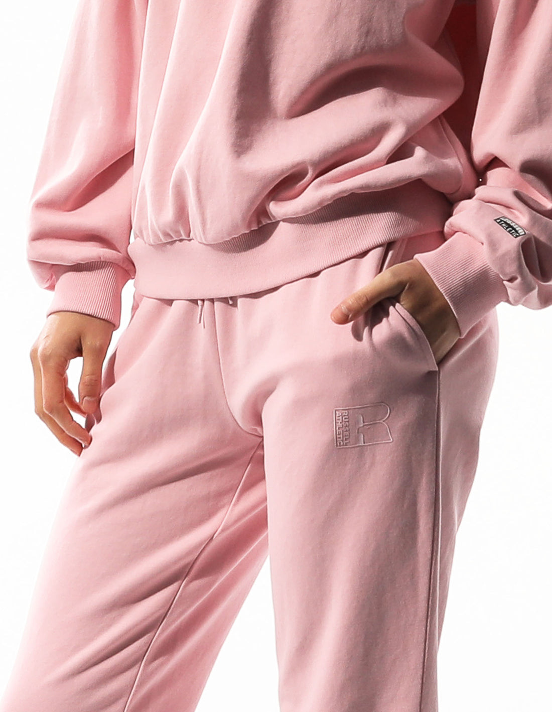 Russell Athletic Inlay Logo Unbrushed Women Track pants Pink | AWSCH-8504