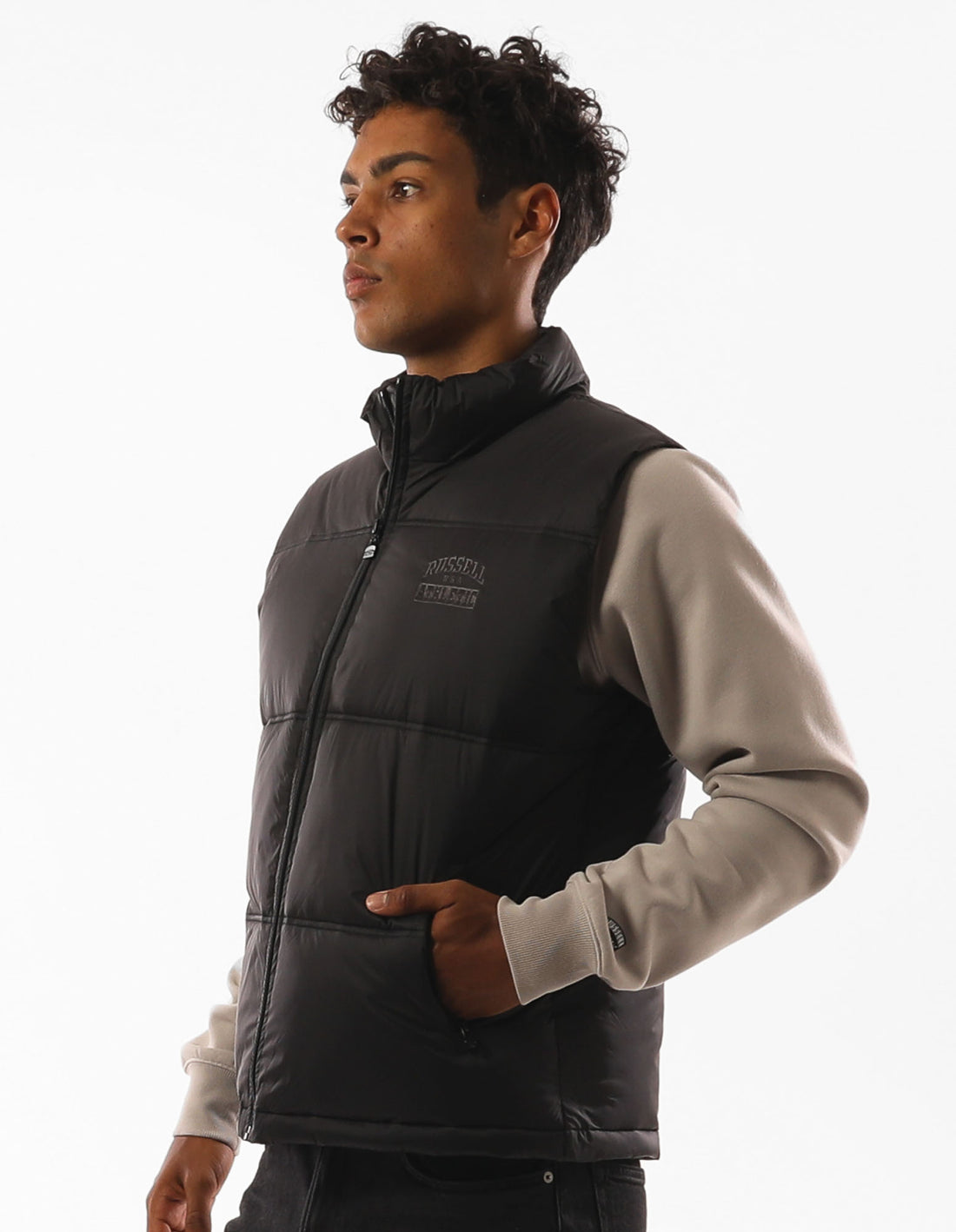 Russell Athletic Kennedy Vest Men Jackets Black | VAIXR-2154