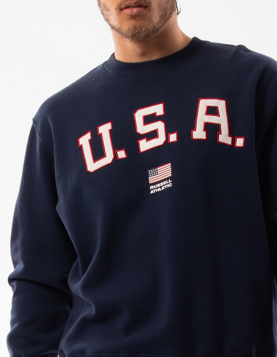 Russell Athletic Lewis Men Crew Neck Sweaters Navy | TPWID-7864