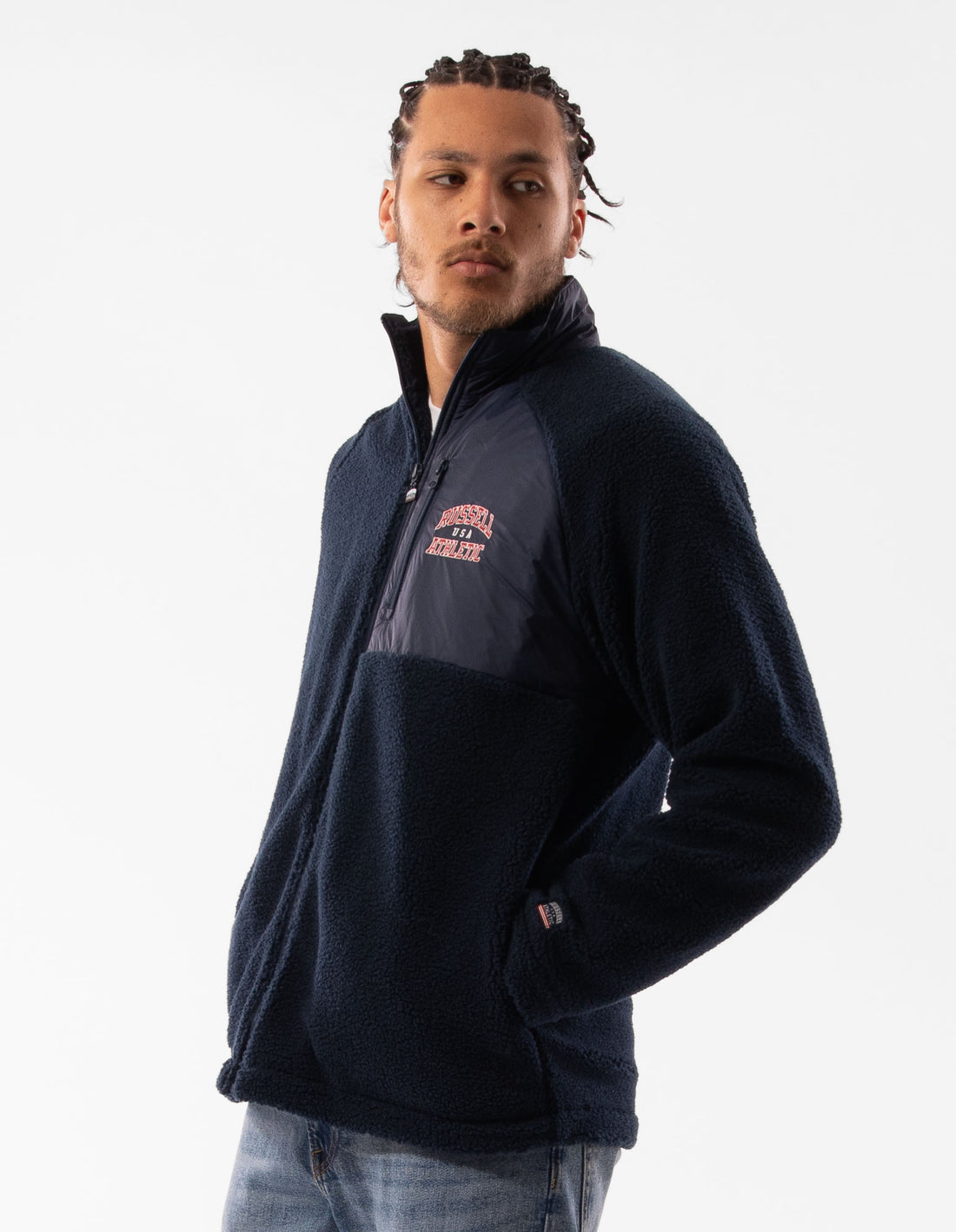 Russell Athletic Lewis Polar Fleece Men Jackets Navy | ADRUE-6908