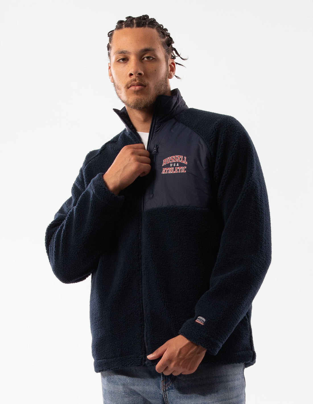 Russell Athletic Lewis Polar Fleece Men Jackets Navy | ADRUE-6908