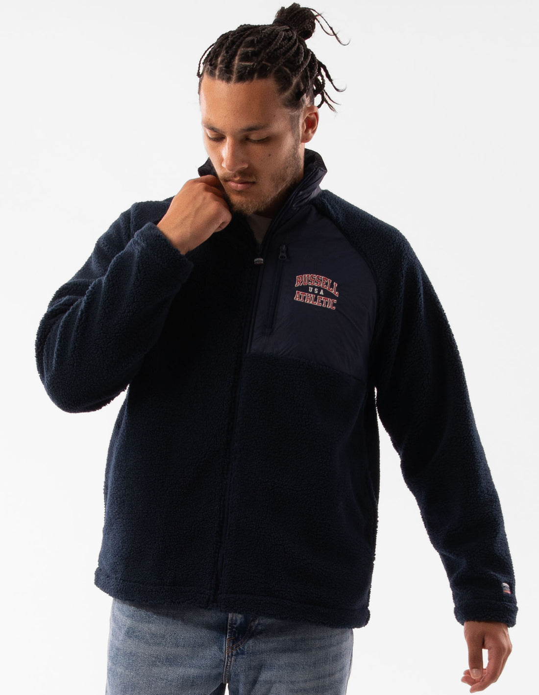 Russell Athletic Lewis Polar Fleece Men Jackets Navy | ADRUE-6908