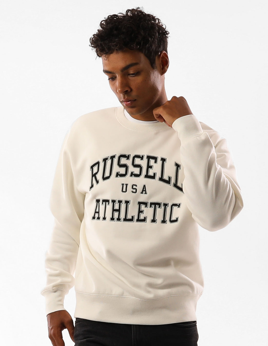 Russell Athletic Melrose Men Crew Neck Sweaters Beige | UWMJE-2473