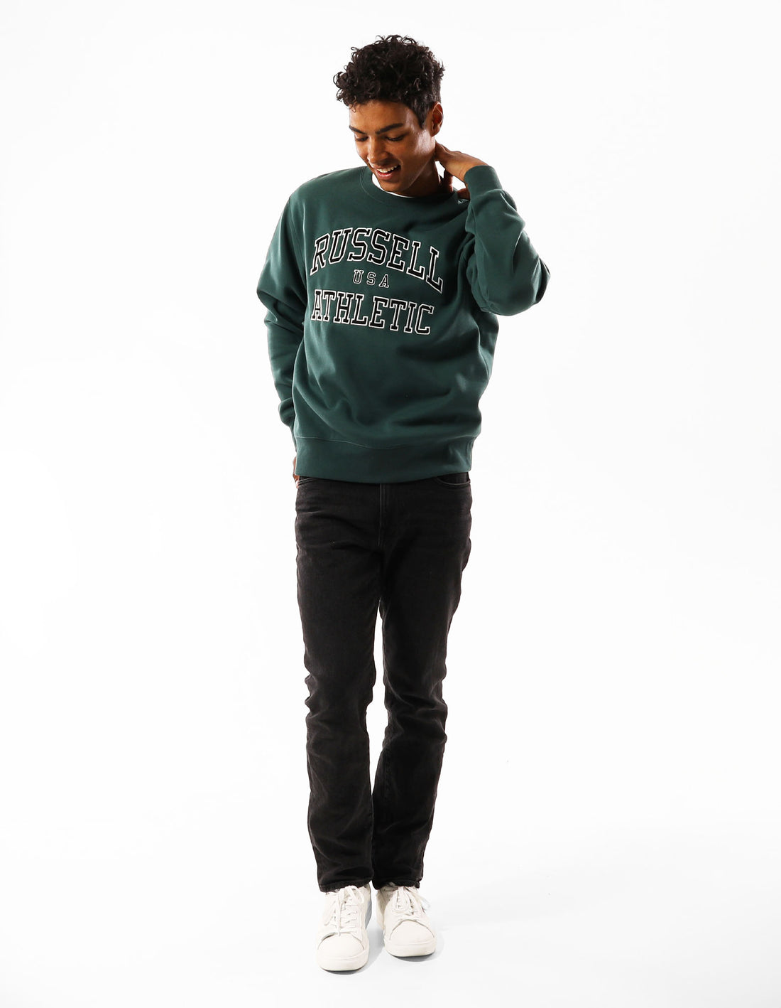 Russell Athletic Melrose Men Crew Neck Sweaters Green | ZMBNX-3026