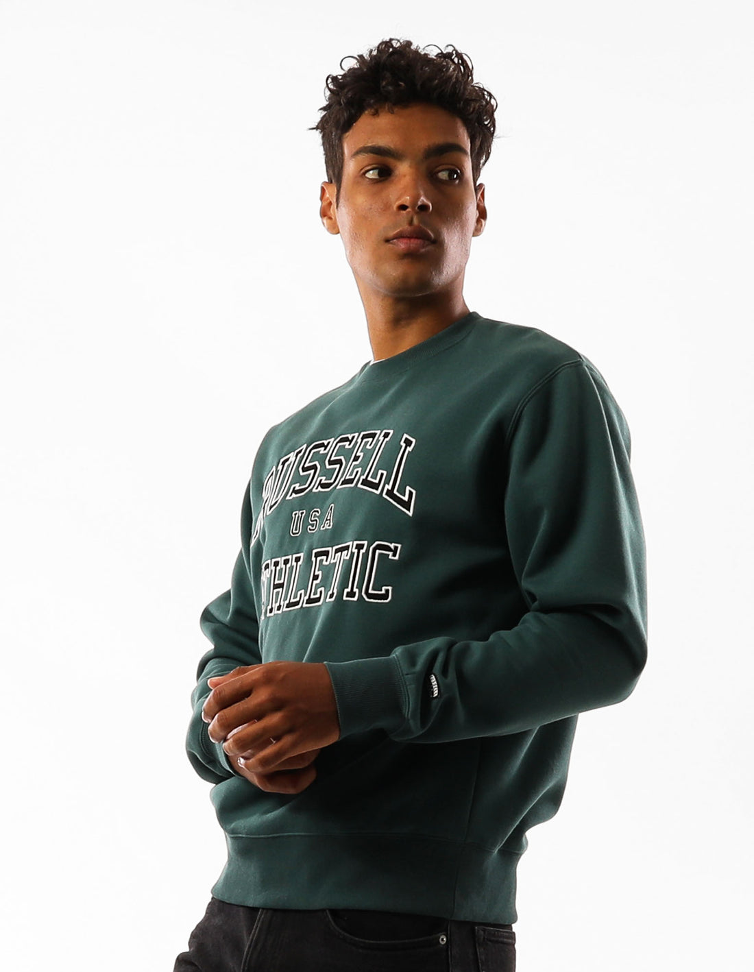 Russell Athletic Melrose Men Crew Neck Sweaters Green | ZMBNX-3026