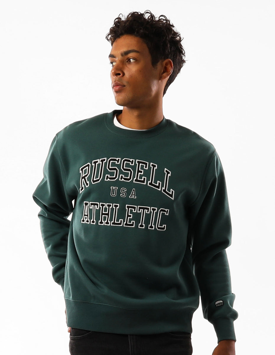 Russell Athletic Melrose Men Crew Neck Sweaters Green | ZMBNX-3026