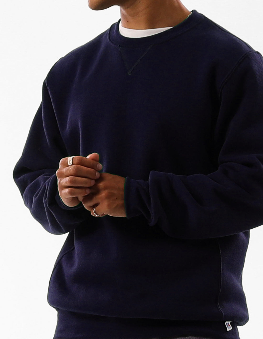 Russell Athletic Men Crew Neck Sweaters Navy | WKZOC-0952