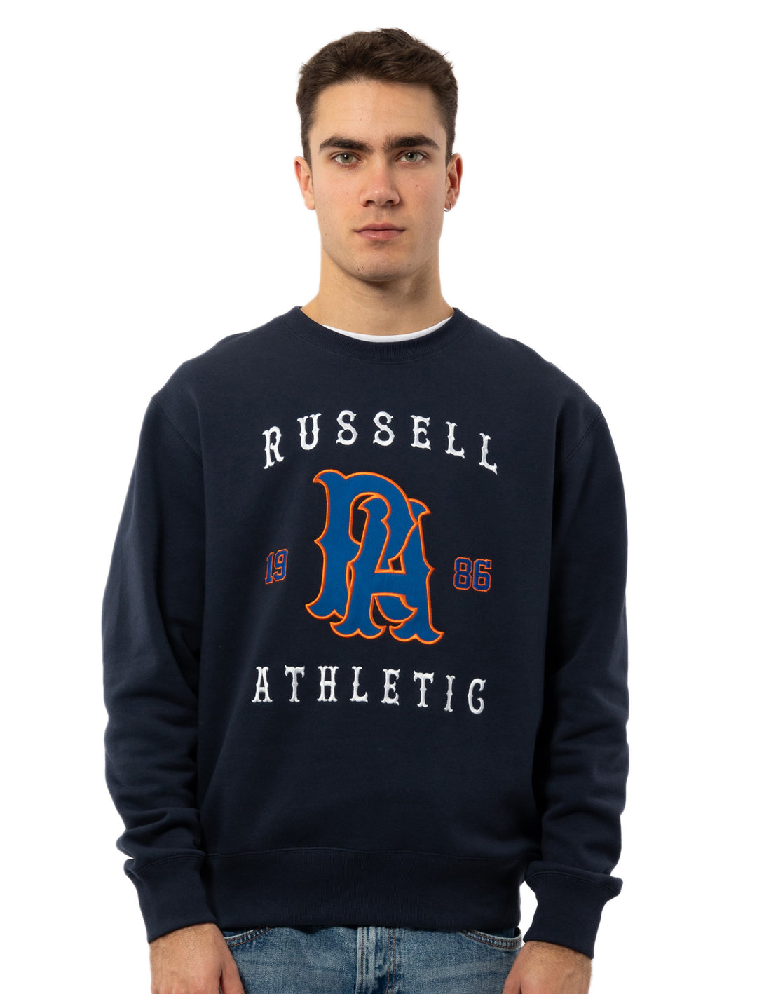 Russell Athletic Midfielder Men Crew Neck Sweaters Navy | ZISKA-9327