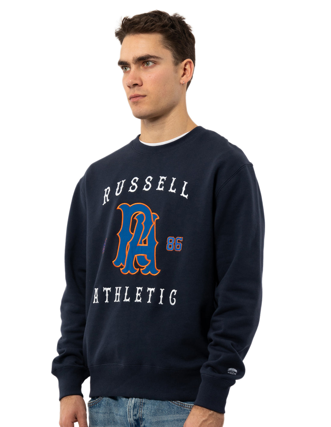 Russell Athletic Midfielder Men Crew Neck Sweaters Navy | ZISKA-9327