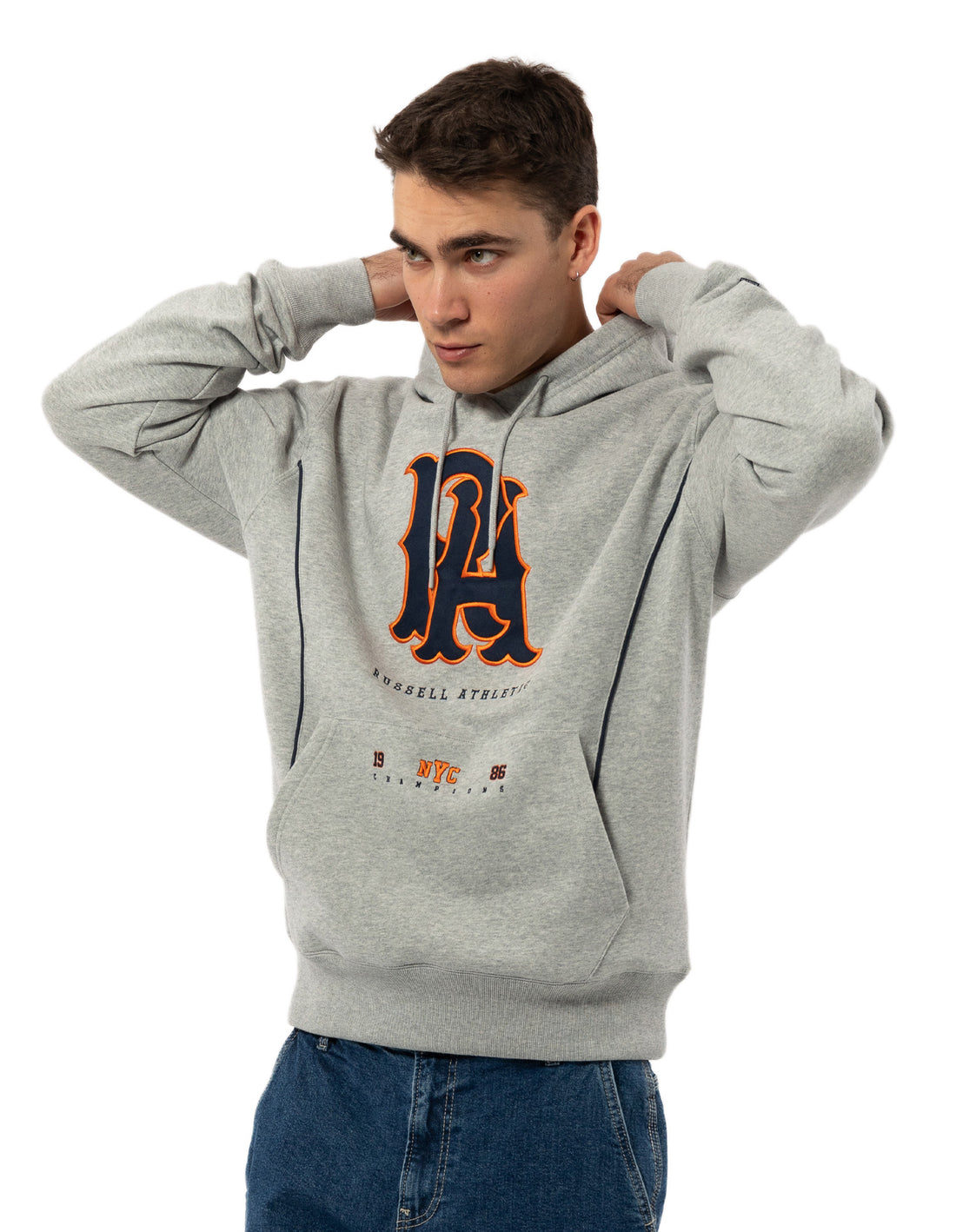 Russell Athletic Midfielder Men Hoodie Grey | KQURO-7031