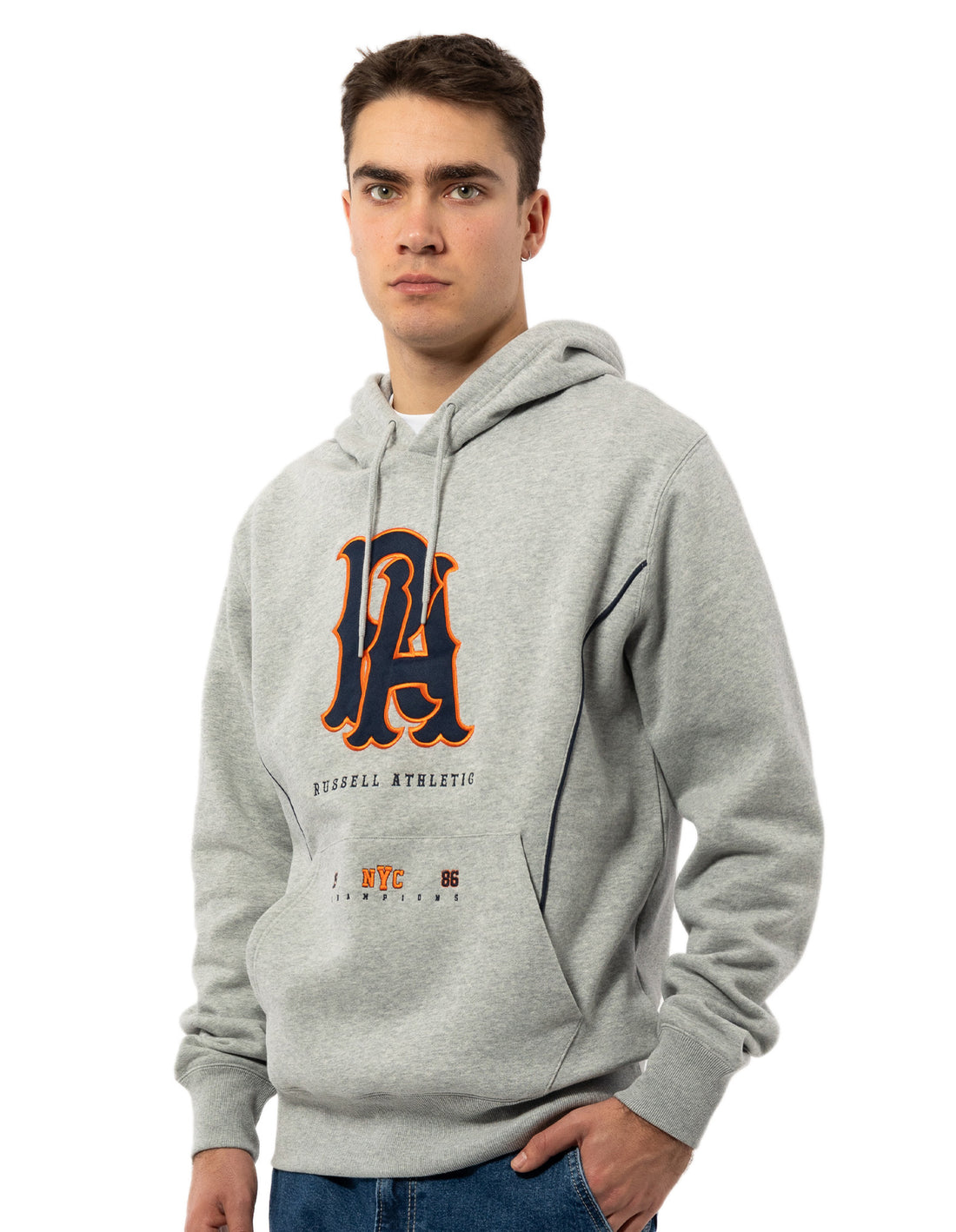 Russell Athletic Midfielder Men Hoodie Grey | KQURO-7031