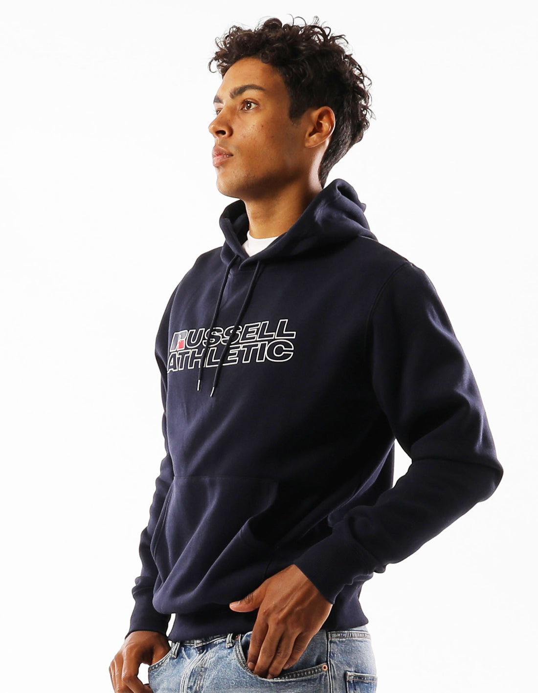 Russell Athletic Modern Logo Men Hoodie Navy | HJQCT-8327