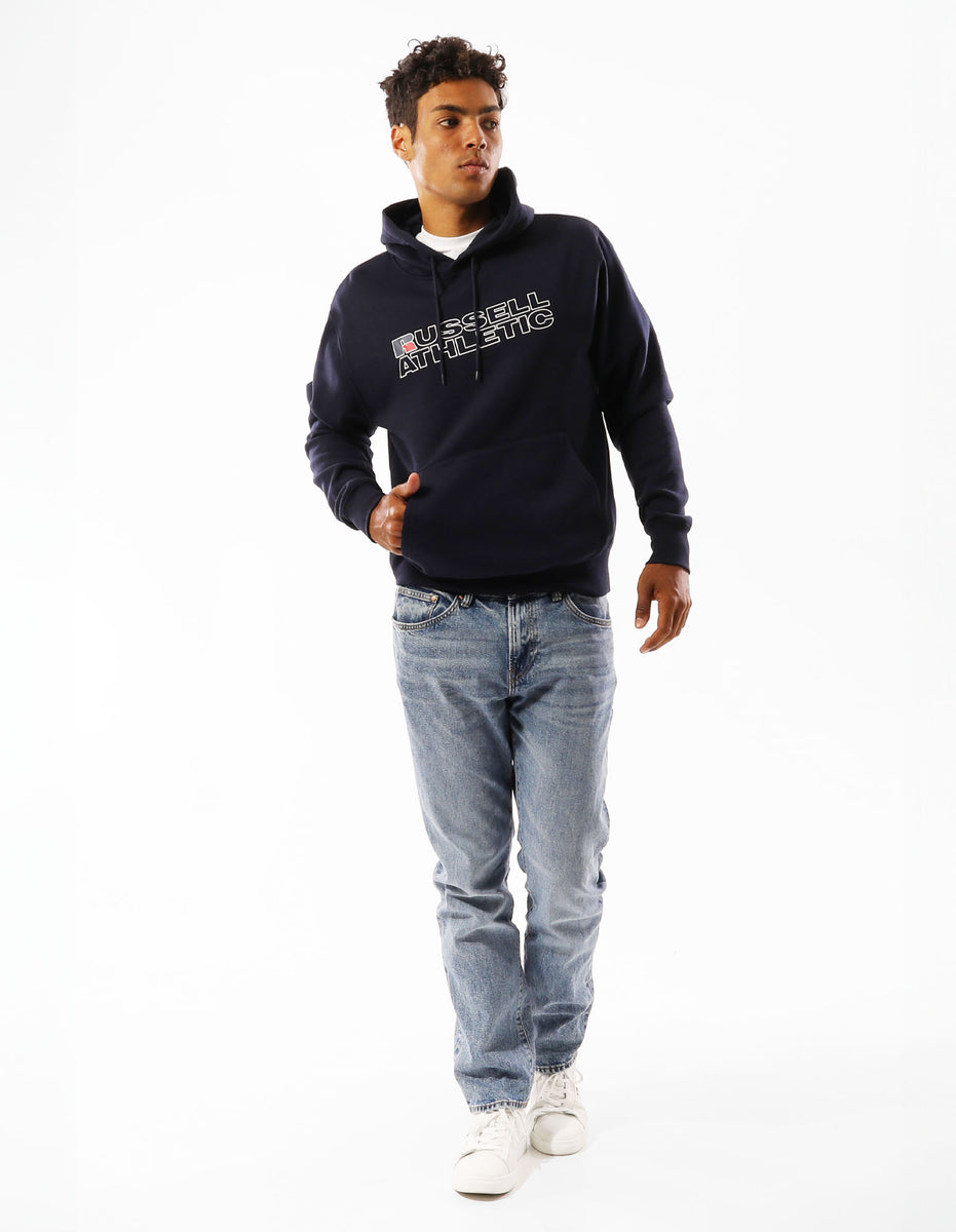 Russell Athletic Modern Logo Men Hoodie Navy | HJQCT-8327