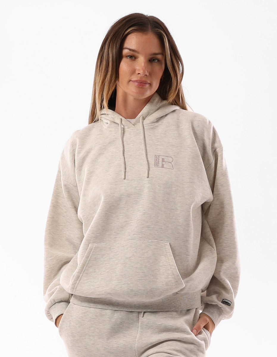 Russell Athletic Original Inlay Logo Women Hoodie Beige | PXLQH-4625