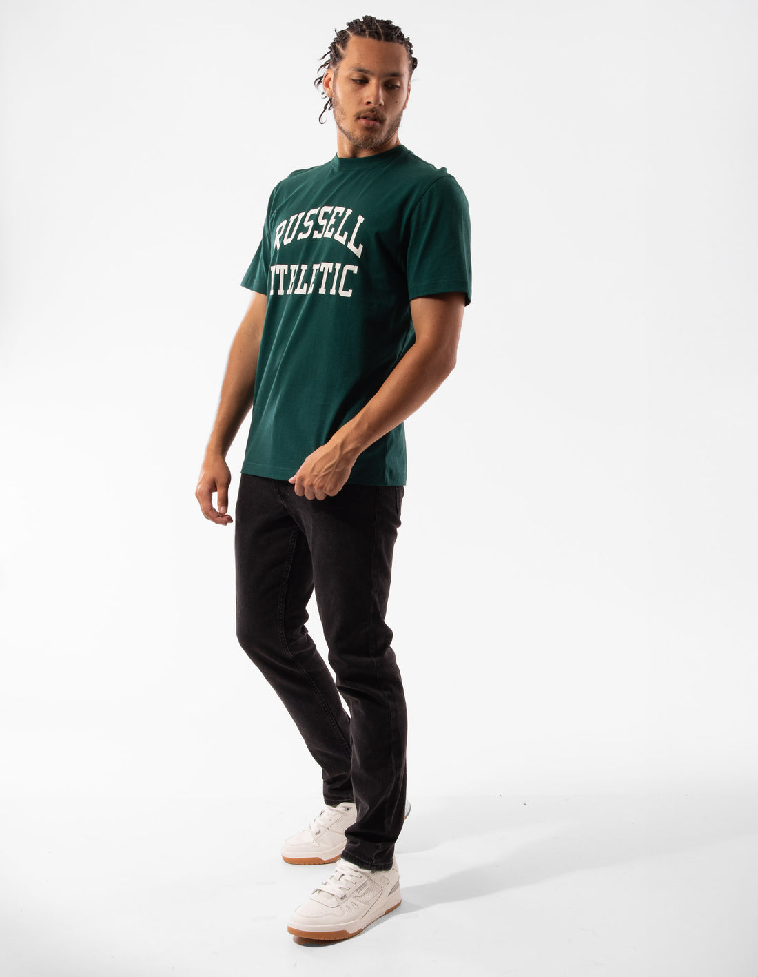 Russell Athletic Originals Arch Logo Men T Shirts Green | UKMFT-2486