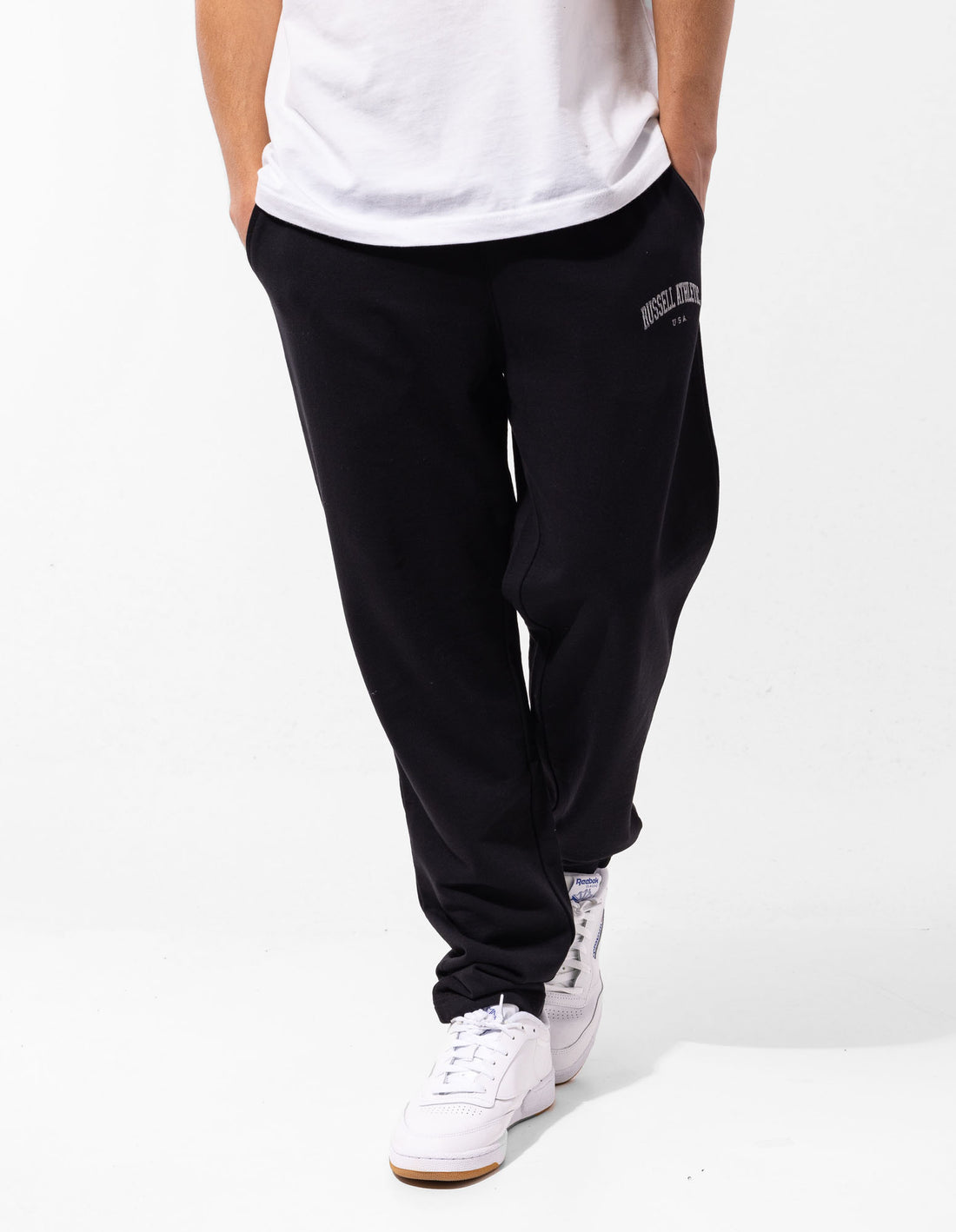 Russell Athletic Originals Big Arch Unbrushed Open Leg Men Track pants Black | DCAYJ-1329