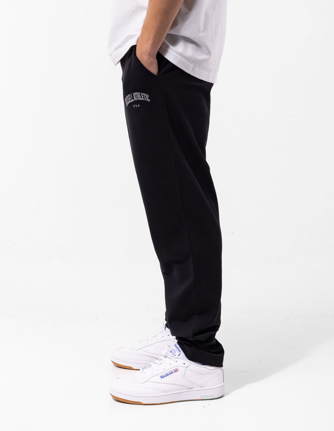 Russell Athletic Originals Big Arch Unbrushed Open Leg Men Track pants Black | DCAYJ-1329