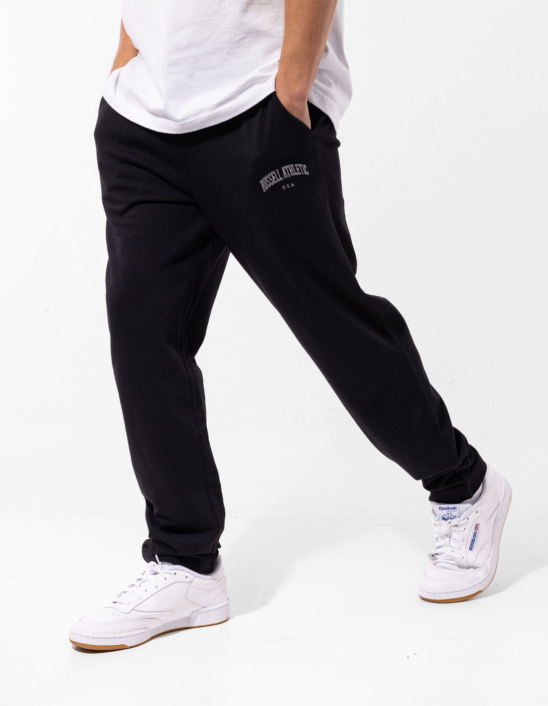 Russell Athletic Originals Big Arch Unbrushed Open Leg Men Track pants Black | DCAYJ-1329