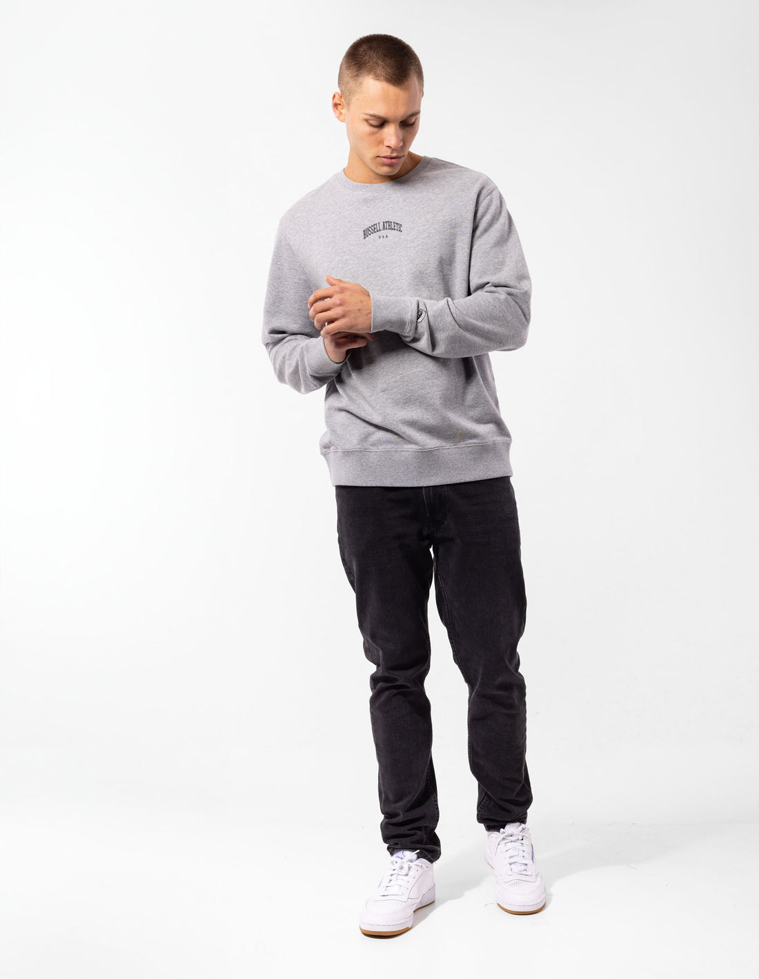 Russell Athletic Originals Big Arch Unbrushed Men Crew Neck Sweaters Grey | MGERQ-8649