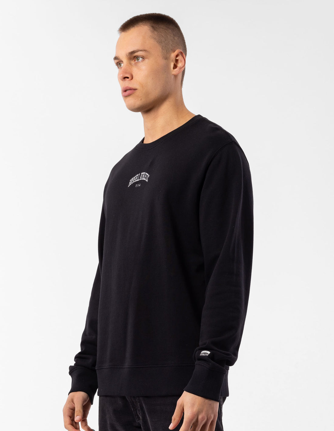 Russell Athletic Originals Big Arch Unbrushed Men Crew Neck Sweaters Black | ZPSEM-9602