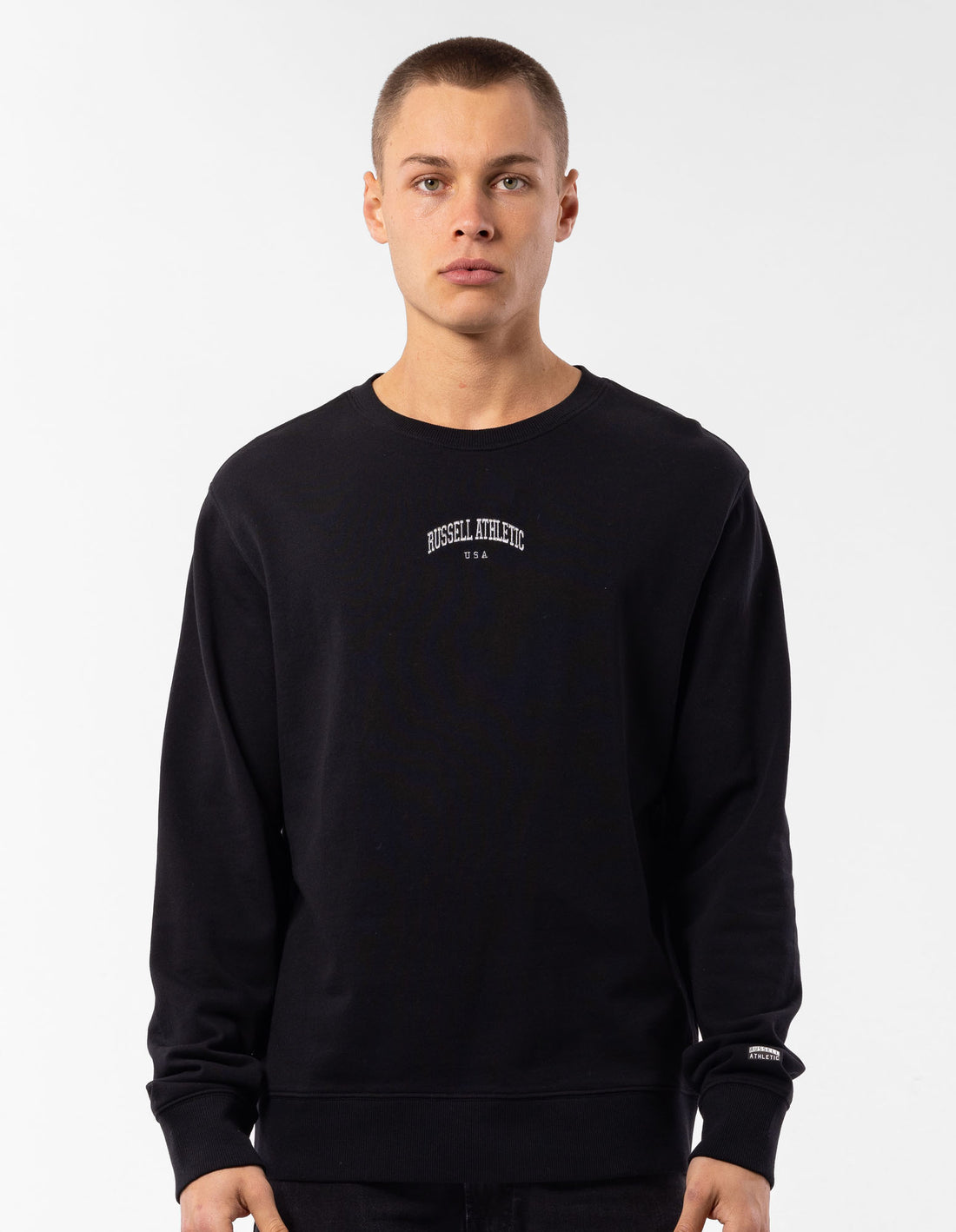 Russell Athletic Originals Big Arch Unbrushed Men Crew Neck Sweaters Black | ZPSEM-9602