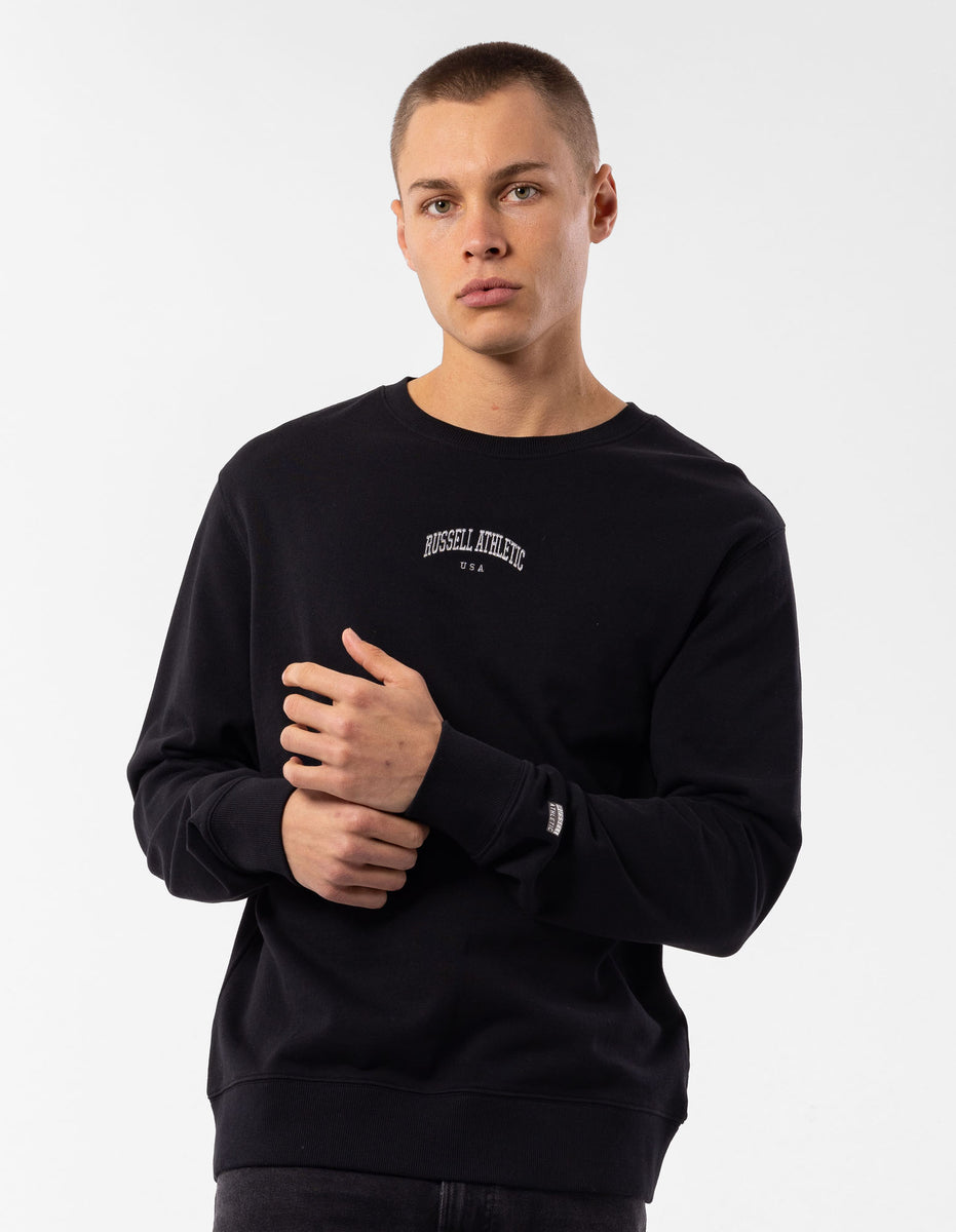 Russell Athletic Originals Big Arch Unbrushed Men Crew Neck Sweaters Black | ZPSEM-9602