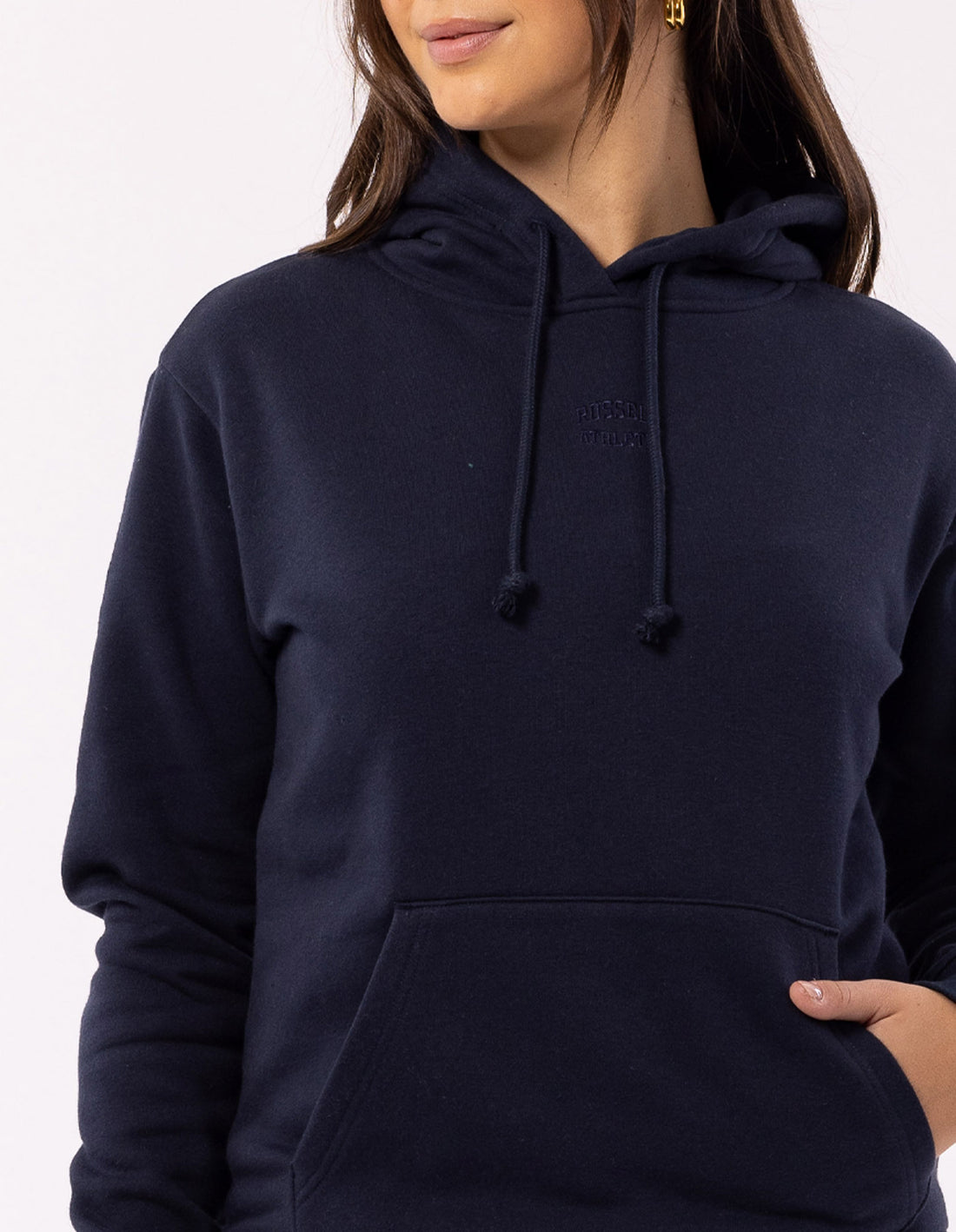 Russell Athletic Originals Embriodered Women Hoodie Navy | JQEBG-0734