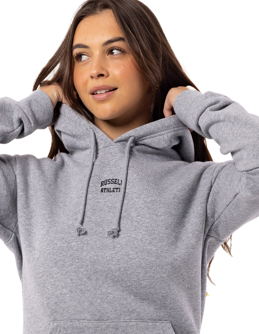 Russell Athletic Originals Embriodered Women Hoodie Grey | RMNHA-0827