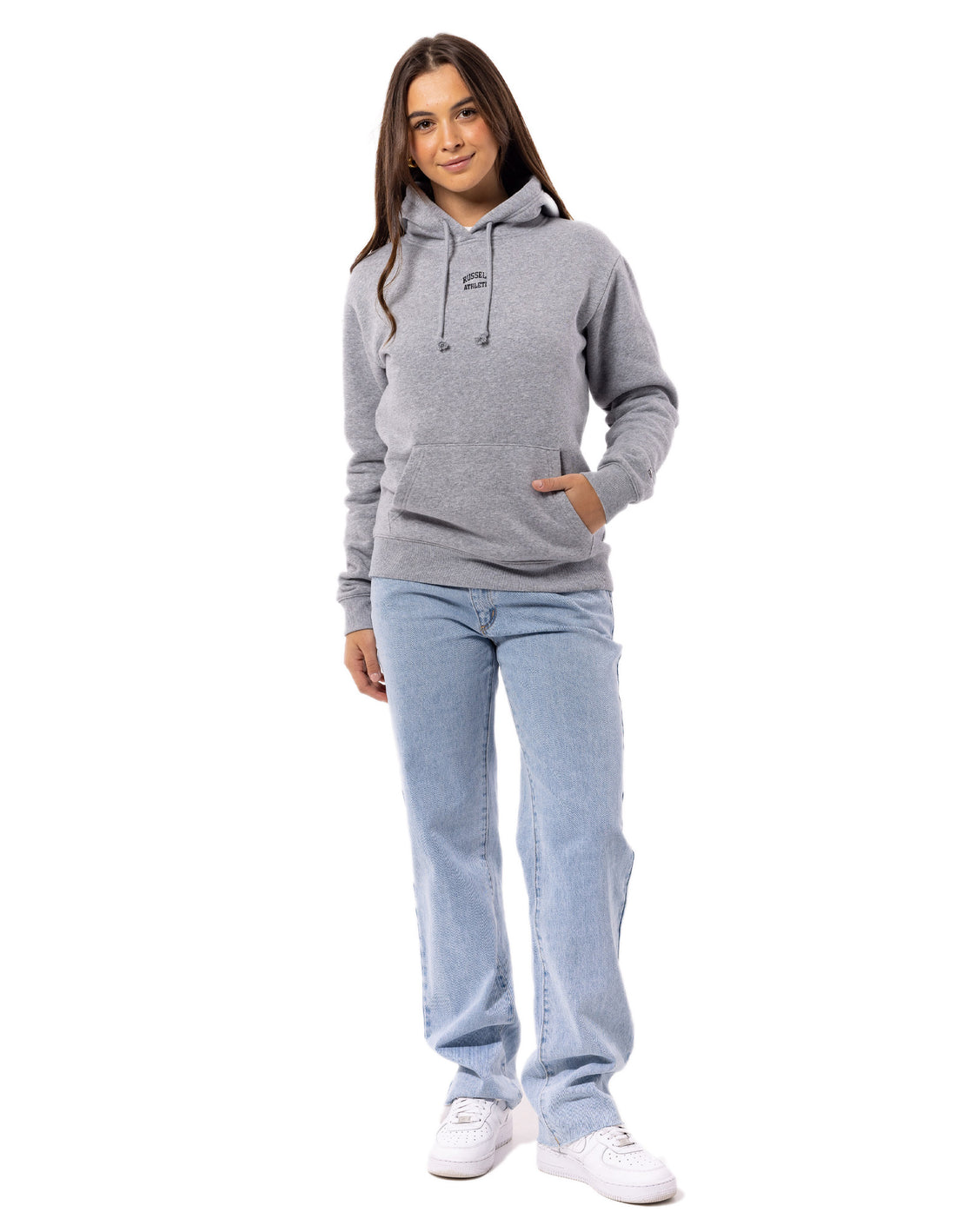 Russell Athletic Originals Embriodered Women Hoodie Grey | RMNHA-0827