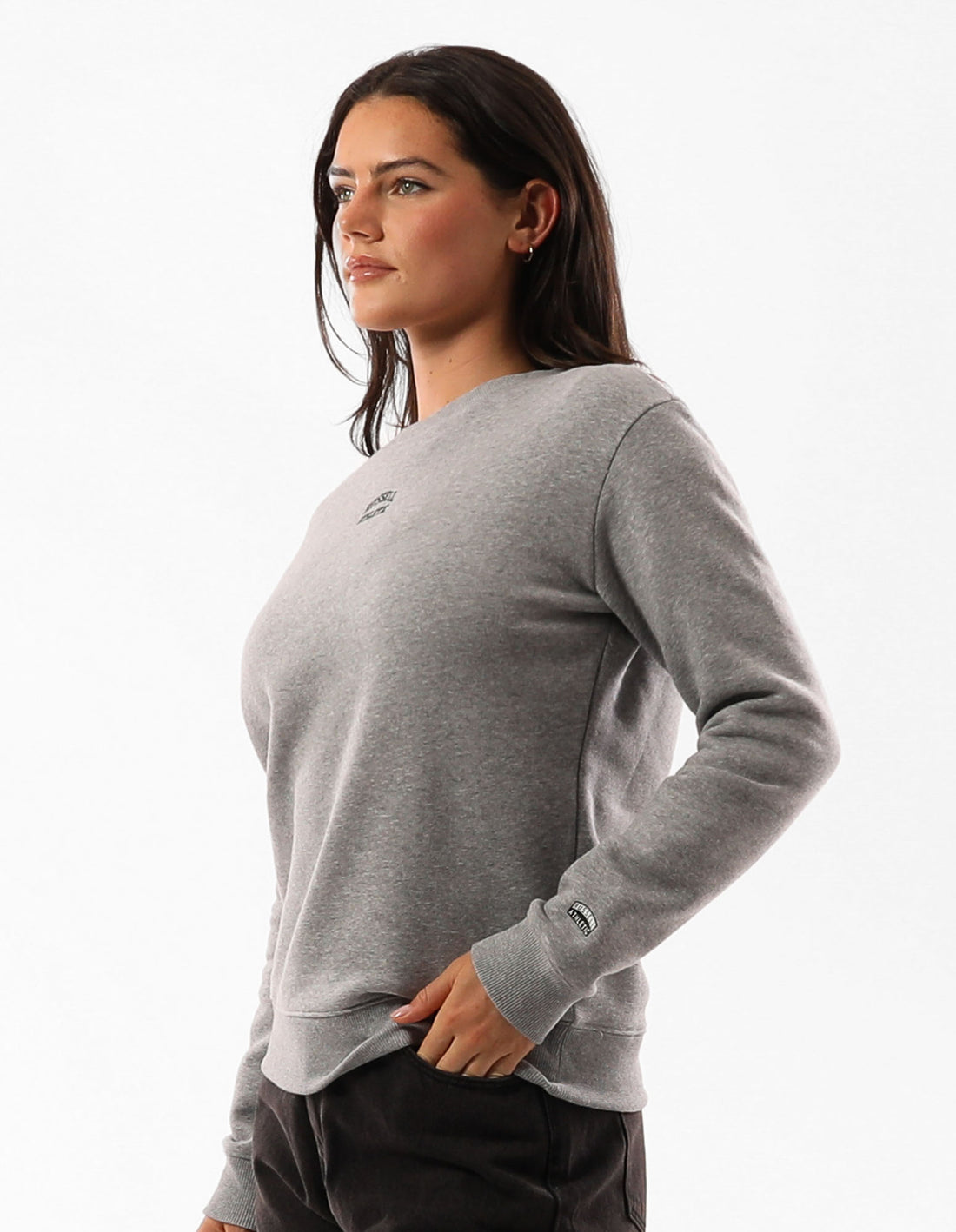 Russell Athletic Originals Embroidered Women Crew Neck Sweaters Grey | OWZSM-7039