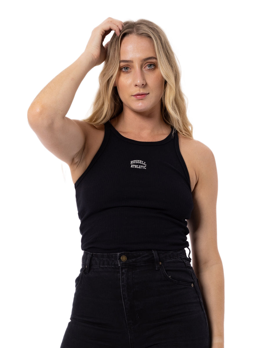 Russell Athletic Originals Embroidered Women Tanks Black | PXLIF-3875