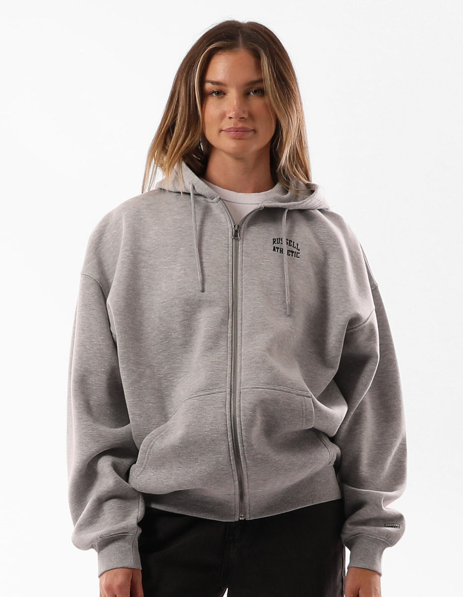 Russell Athletic Originals Embroidered Zip Through Women Hoodie Grey | KWXBL-2376