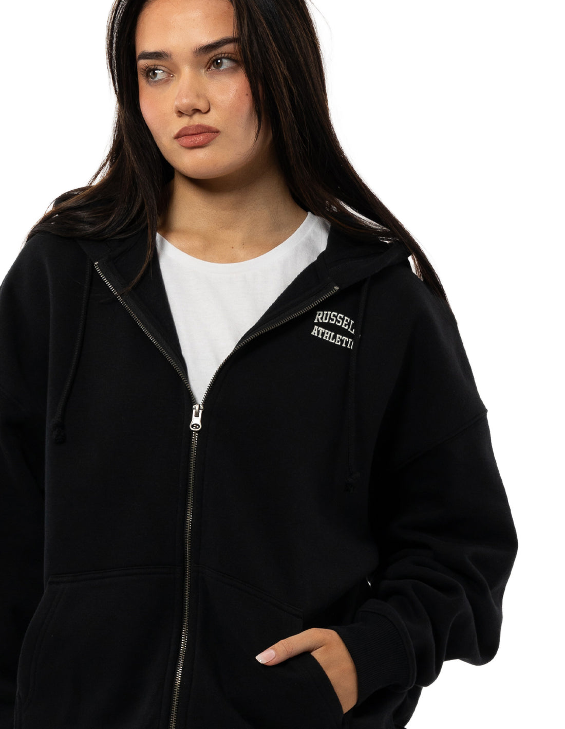 Russell Athletic Originals Embroidered Zip Through Women Hoodie Black | APZDH-6531