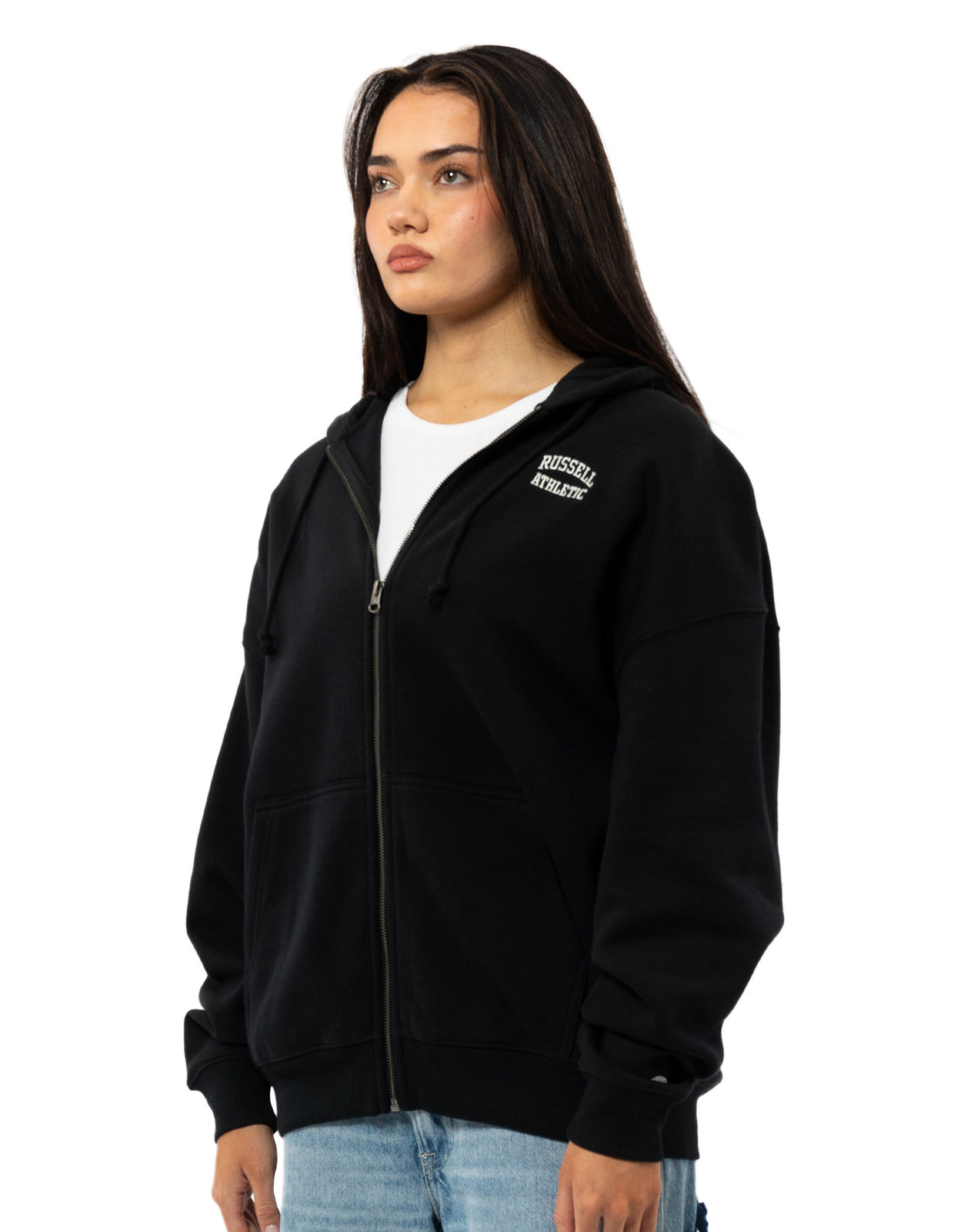 Russell Athletic Originals Embroidered Zip Through Women Hoodie Black | APZDH-6531