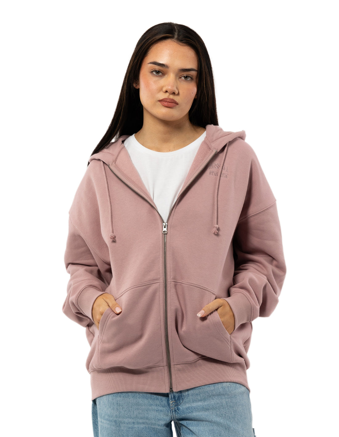 Russell Athletic Originals Embroidered Zip Through Women Jackets Rose | ZJCWA-3280