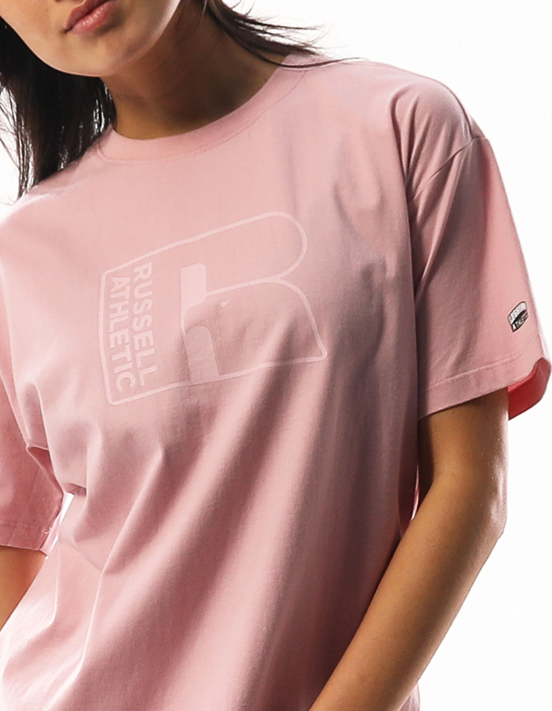 Russell Athletic Originals Inlay Logo Women T Shirts Rose Pink | YLWUH-6102